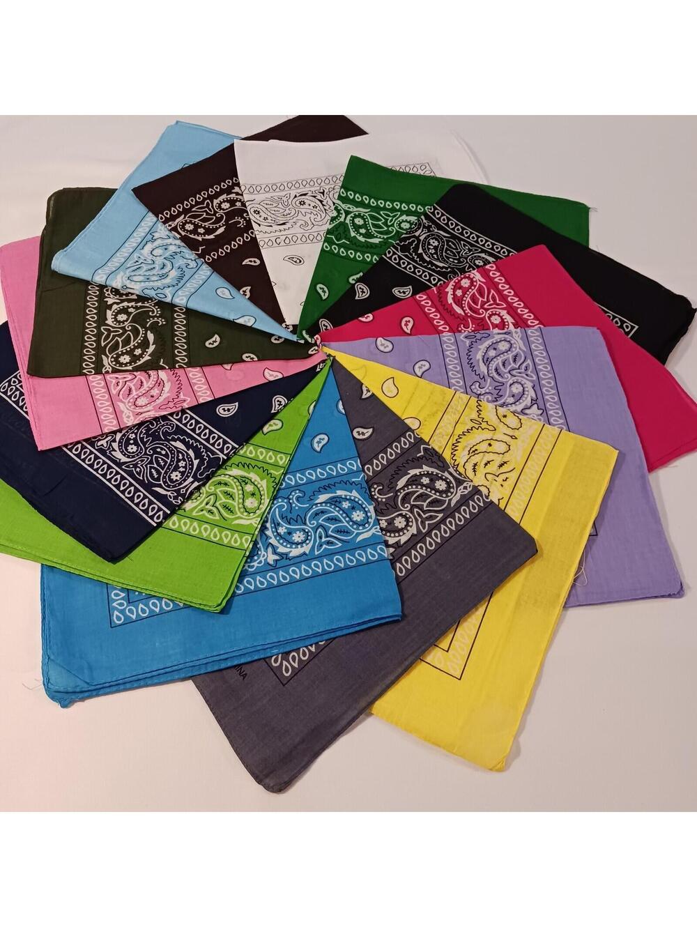 14-Pieces Multicolored Paisley Cotton Bandana Set Double-Sided Scarf Head Wrap